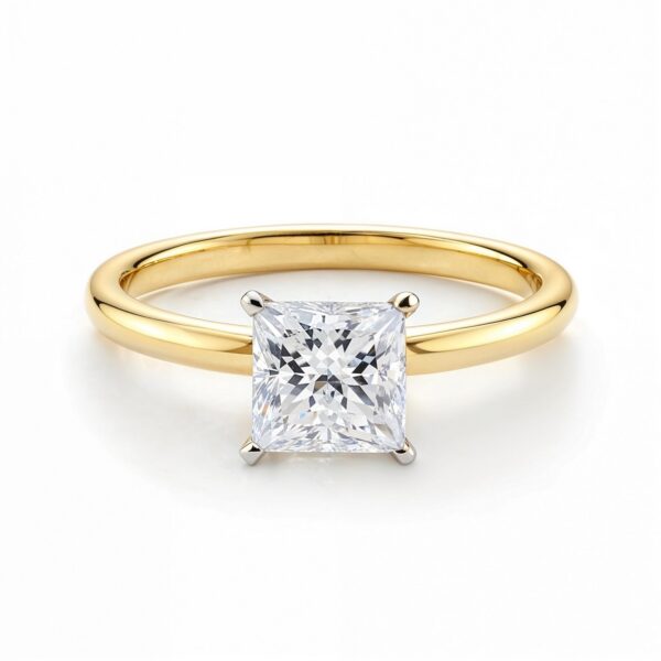 1 Carat Princess Lab Grown IGI G/VS1 Diamond Solitaire Ring in 10K Yellow Gold - alternate view 3