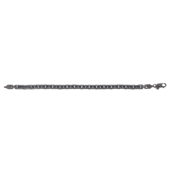 Sterling Silver Black Ruthenium Plated Oval Link Bracelet (5.60 mm) - alternate view 2