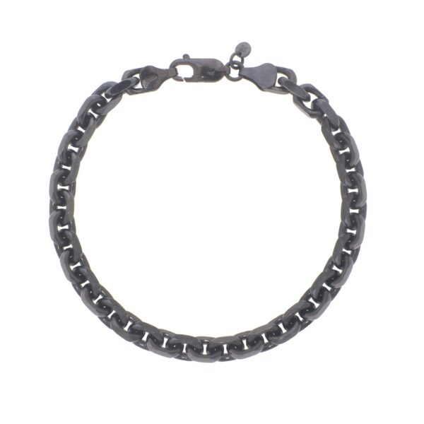 Sterling Silver Black Ruthenium Plated Oval Link Bracelet (5.60 mm) - alternate view 3