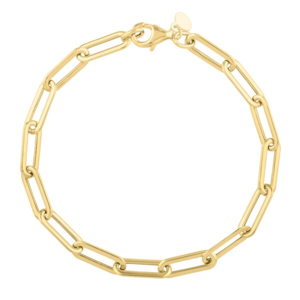 Long Domed Paperclip Bracelet in 14K Yellow Gold (4.80 mm) - alternate view 2