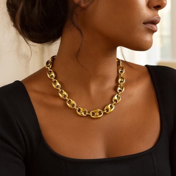 Puffed Mariner Link 12mm Necklace in 14K Yellow Gold - alternate view 4