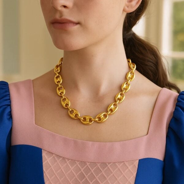 Puffed Mariner Link 12mm Necklace in 14K Yellow Gold - alternate view 5