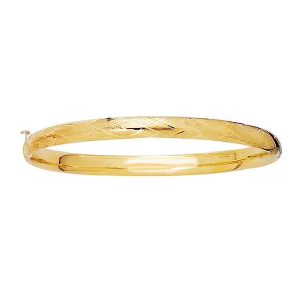 14k Yellow Gold Childrens Bangle with Diamond Cuts (5.50 mm) - alternate view 2