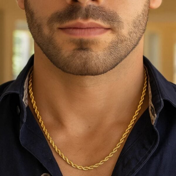 10K Yellow Gold Hollow Diamond Cut Rope Chain (4.0 mm) - alternate view 4
