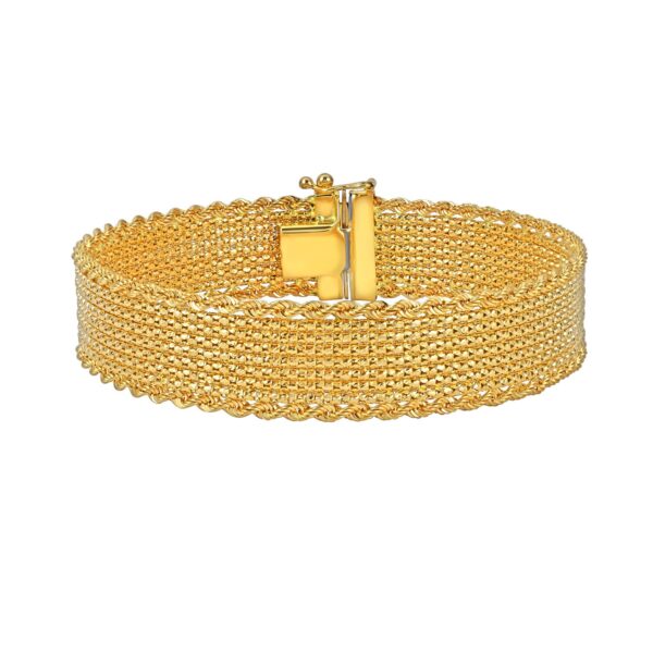 Diamond Cut Mesh Cleopatra Bracelet in 14K Yellow Gold - alternate view 2