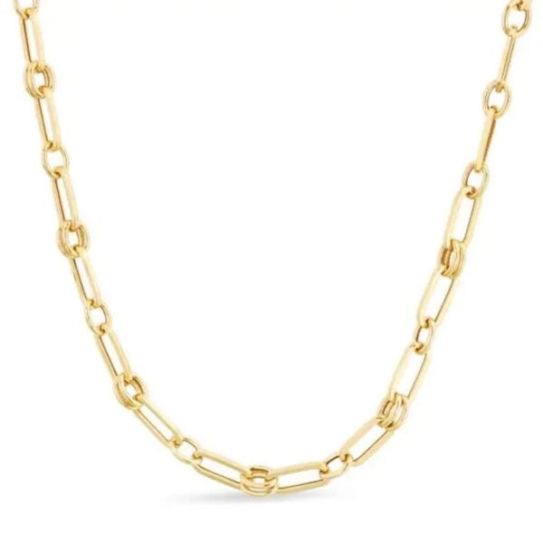 14k Yellow Gold High Polish Paperclip Rondel Link Chain (5.60 mm) - alternate view 3