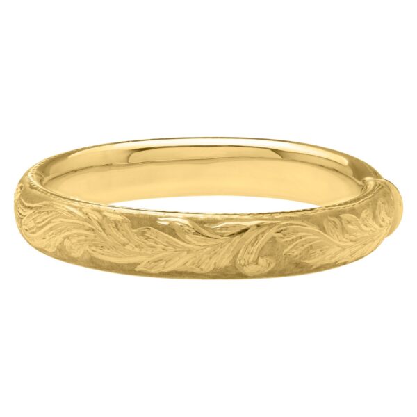 Engraved Large Bangle in 14K Yellow Gold (12.00 mm) - alternate view 2