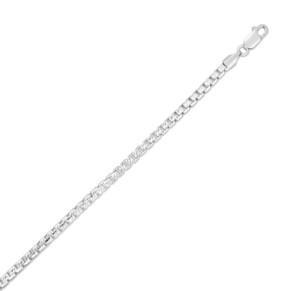 Sterling Silver Rhodium Plated Rockstar Cut Round Box Chain (3.90 mm)