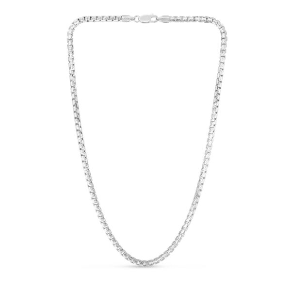 Sterling Silver Rhodium Plated Rockstar Cut Round Box Chain (3.90 mm) - alternate view 2