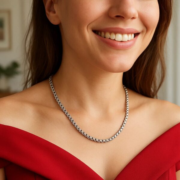 Sterling Silver Rhodium Plated Rockstar Cut Round Box Chain (3.90 mm) - alternate view 5