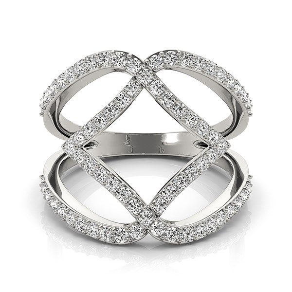 14k White Gold Entwined Design Diamond Dual Band Ring (3/4 cttw) - alternate view 2
