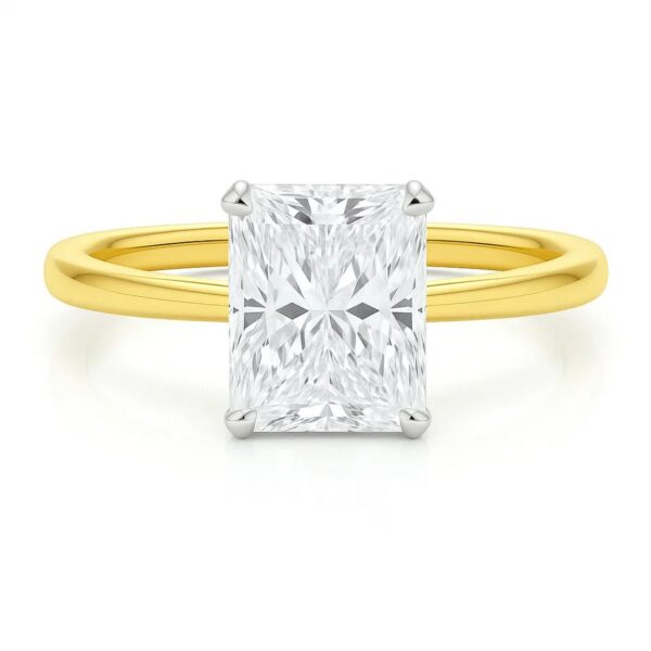 5 Carat Radiant Lab Grown IGI G/VS1 Diamond Solitaire Ring in 14K Yellow Gold - alternate view 3