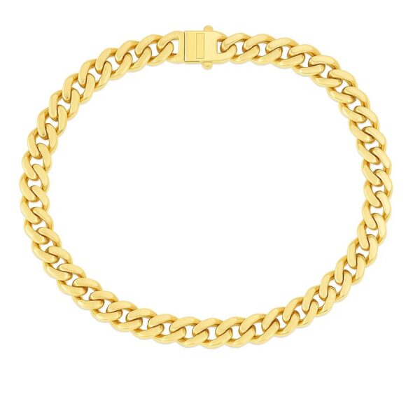14k Yellow Gold Polished Miami Cuban Chain Bracelet (6.50 mm) - alternate view 2