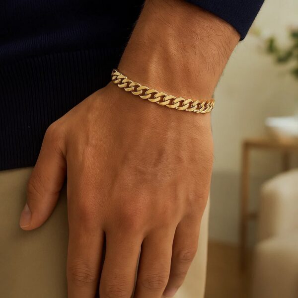 14k Yellow Gold Polished Miami Cuban Chain Bracelet (6.50 mm) - alternate view 4