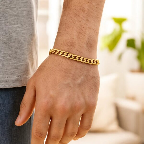 14k Yellow Gold Polished Miami Cuban Chain Bracelet (6.50 mm) - alternate view 5