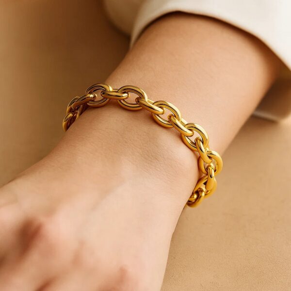 14k Yellow Gold Polished Cable Link Bracelet - alternate view 3