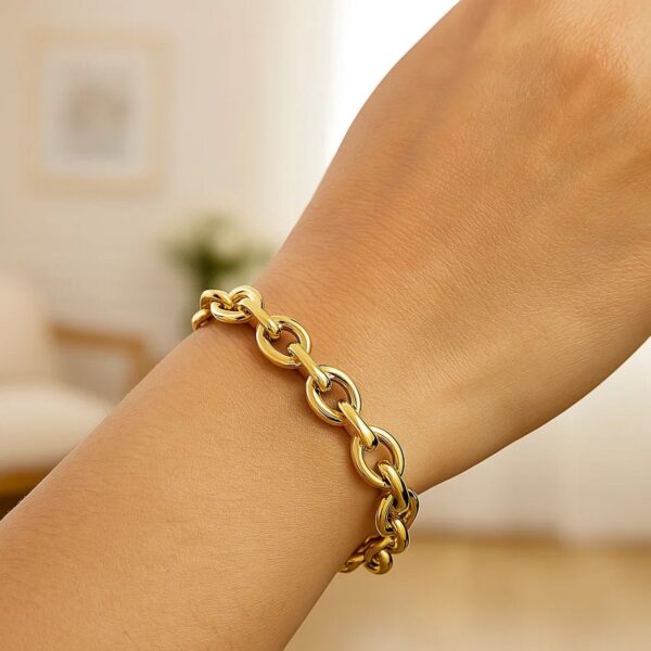 14k Yellow Gold Polished Cable Link Bracelet - alternate view 4