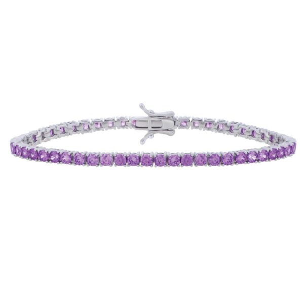 Sterling Silver Purple CZ Tennis Bracelet (3.30 mm) - alternate view 2