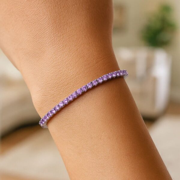 Sterling Silver Purple CZ Tennis Bracelet (3.30 mm) - alternate view 3