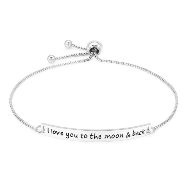Sterling Silver Adjustable I Love You to the Moon and Back Bracelet (1.20 mm) - alternate view 2