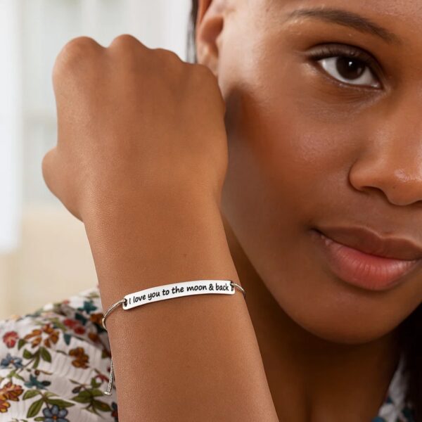 Sterling Silver Adjustable I Love You to the Moon and Back Bracelet (1.20 mm) - alternate view 4