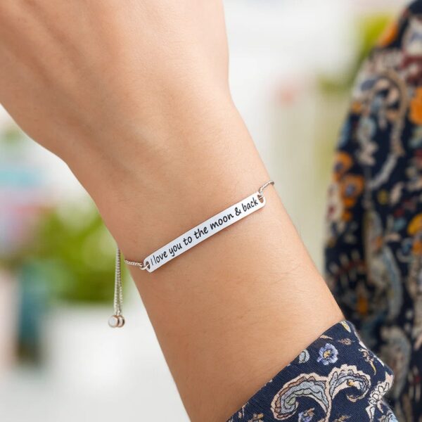 Sterling Silver Adjustable I Love You to the Moon and Back Bracelet (1.20 mm) - alternate view 5
