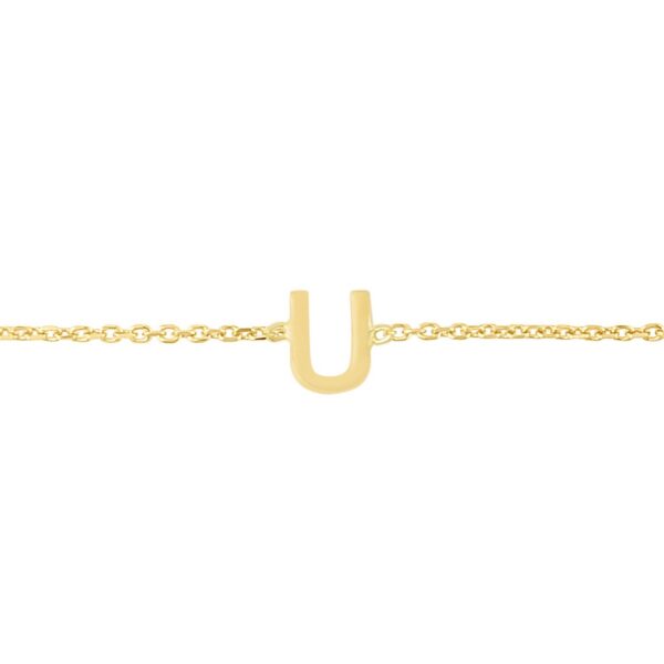 14K Yellow Gold Mini Initial U Bracelet - alternate view 3