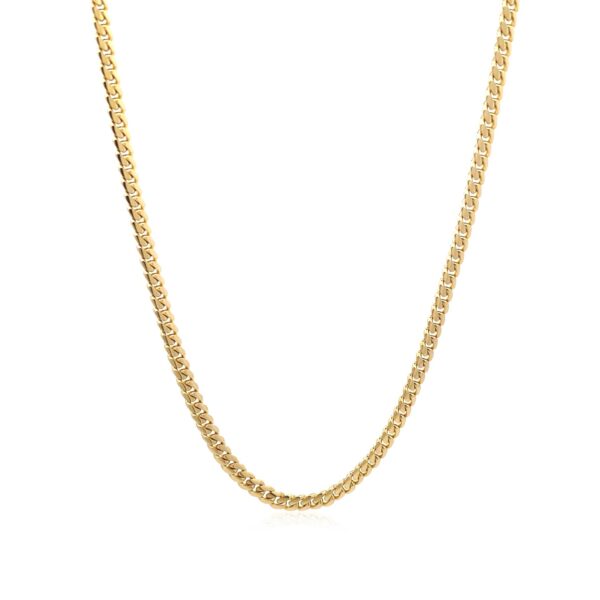 14k Yellow Gold Classic Solid Miami Cuban Chain (3.20 mm) - alternate view 2