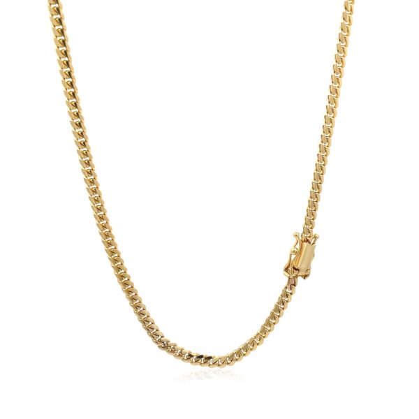 14k Yellow Gold Classic Solid Miami Cuban Chain (3.20 mm) - alternate view 3