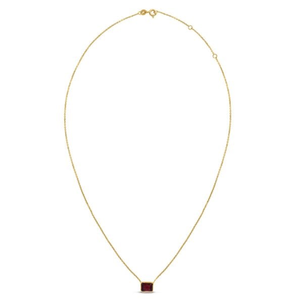 14K Yellow Gold Emerald Cut Garnet Necklace