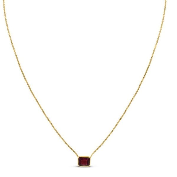 14K Yellow Gold Emerald Cut Garnet Necklace - alternate view 5