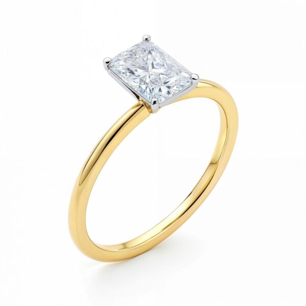 1 Carat Radiant Lab Grown IGI G/VS1 Diamond Solitaire Ring in 14K Yellow Gold - alternate view 2