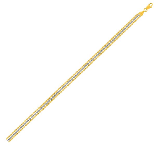 Triple Strand Rope Chain Bracelet in 10k Two Tone Gold (6.35 mm) - Two-Tone Gold