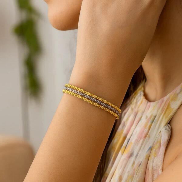 Triple Strand Rope Chain Bracelet in 10k Two Tone Gold (6.35 mm) - Two-Tone Gold - alternate view 3