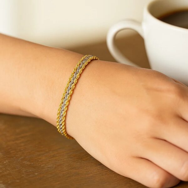 Triple Strand Rope Chain Bracelet in 10k Two Tone Gold (6.35 mm) - Two-Tone Gold - alternate view 4