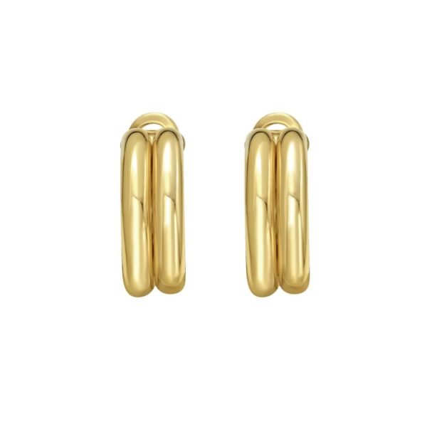 14K Yellow Gold Double Row Hinged Hoop Earrings - alternate view 3