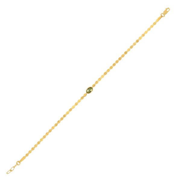14K Yellow Gold Peridot Mirrored Chain Bracelet (2.20 mm)