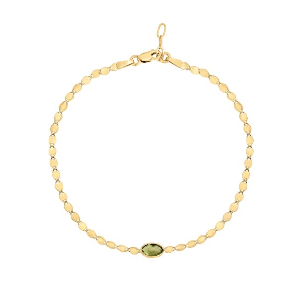 14K Yellow Gold Peridot Mirrored Chain Bracelet (2.20 mm) - alternate view 2