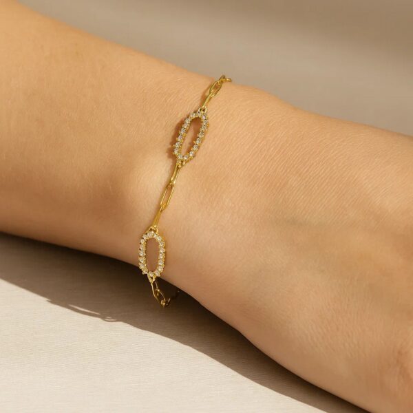 14K Yellow Gold Diamon Oro Paperclip Bracelet - alternate view 3