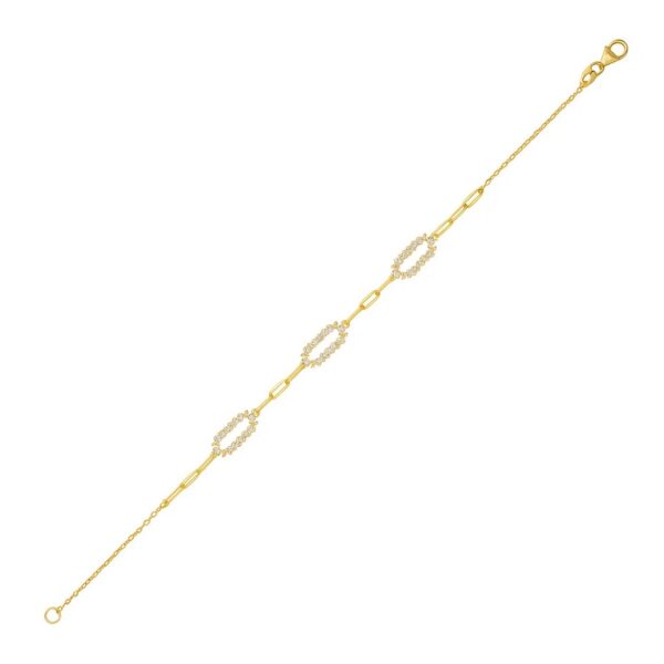 14K Yellow Gold Diamon Oro Paperclip Bracelet - alternate view 4