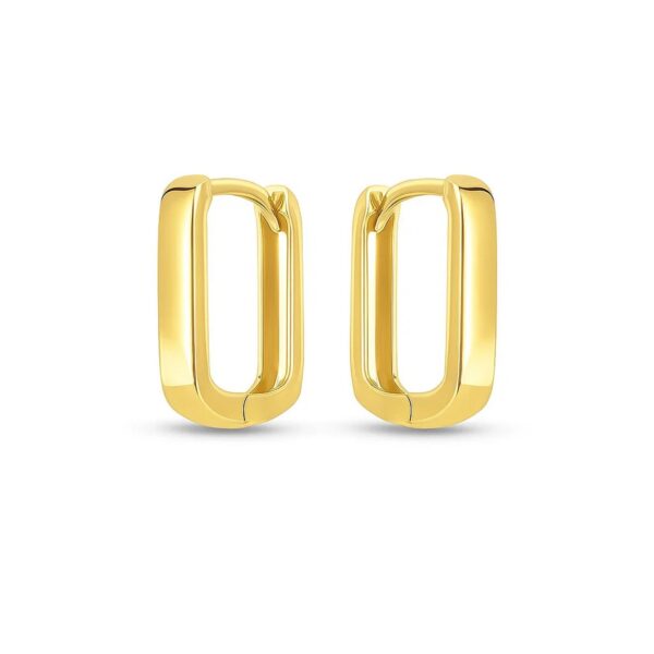 14k Yellow Gold Small Square Huggie Hoops - alternate view 2