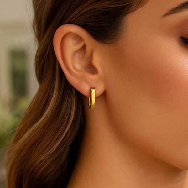 14k Yellow Gold Small Square Huggie Hoops - alternate view 5