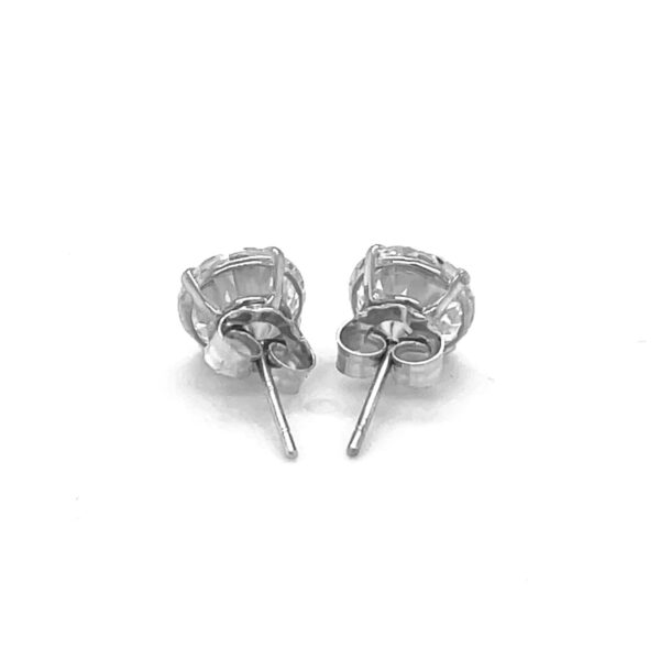 14k White Gold Stud Earrings with White Hue Faceted Cubic Zirconia(7mm) - alternate view 3