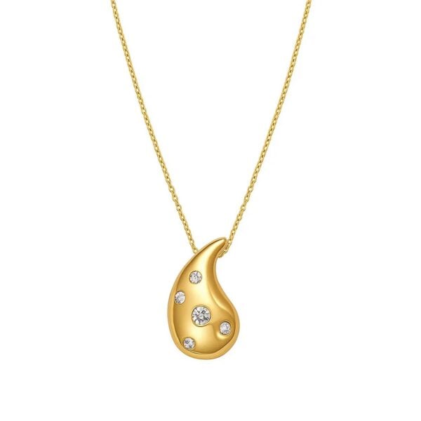 14K Yellow Gold Diamond Raindrop Necklace - alternate view 3