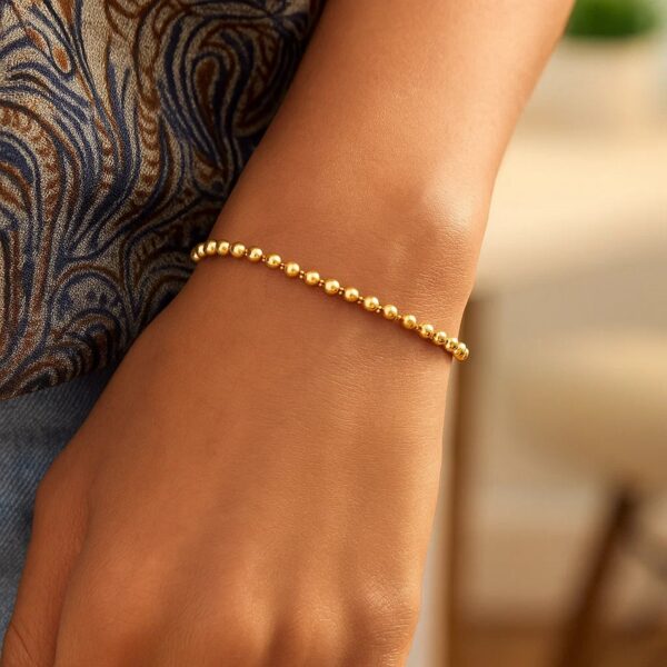 Duo Bead Bracelet in 14K Yellow Gold (3.00mm) - alternate view 4