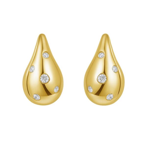 14K Yellow Gold Diamond Raindrop Earrings - alternate view 2