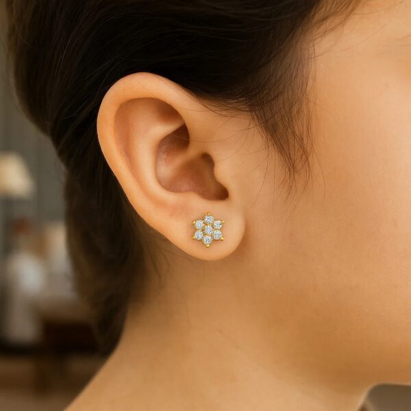 14k Yellow Gold Flower Childrens Earrings(5mm) - alternate view 2