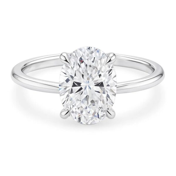 3 Carat Oval Lab Grown IGI G/VS1 Diamond Solitaire Ring in 10K White Gold - alternate view 2