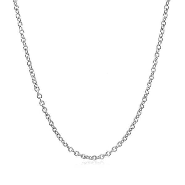 14k White Gold Round Cable Link Chain (1.9 mm) - alternate view 2