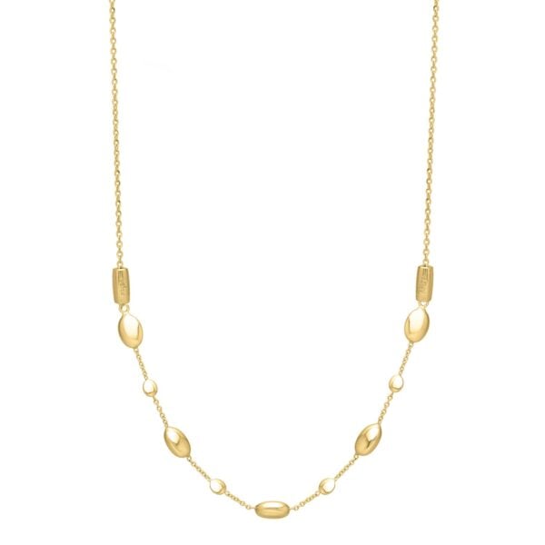 Adjustable Puff Pebble Necklace in 14K Yellow Gold